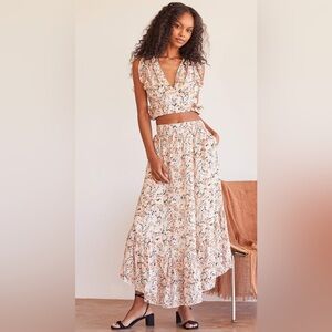 Floral Print Pleated Skirt Free People